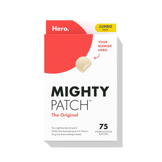™ Original Patch from Hero Cosmetics – the #1 Hydrocolloid Acne Pimple Patch for Shrinking Zits and Whiteheads in 1 Use; Nighttime Spot Stickers for Face and Skin (75 Count)